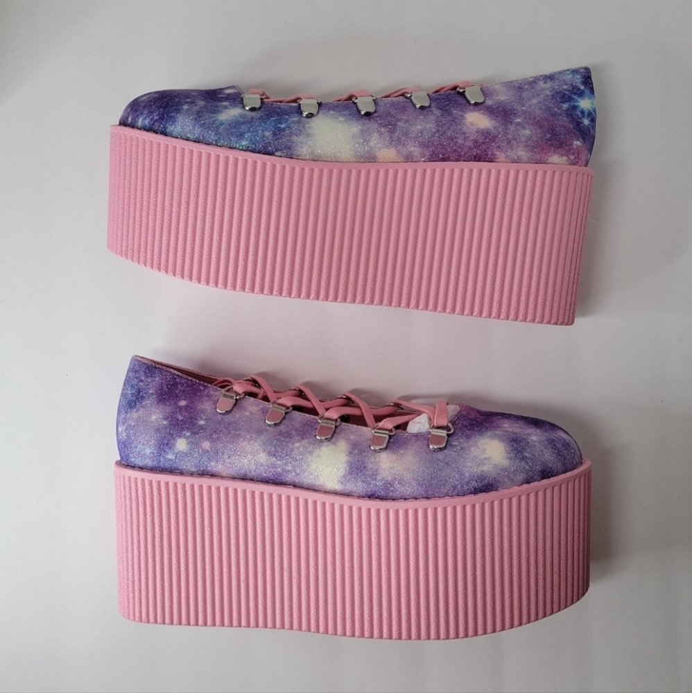 Y.R.U. Pink Galaxy Kaos Ballerina Platforms - Picture 2 of 12